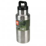 Ozark Trail 36 oz Silver and Black Double Wall Vacuum Sealed Stainless Steel Water Bottle with Wide Mouth Lid