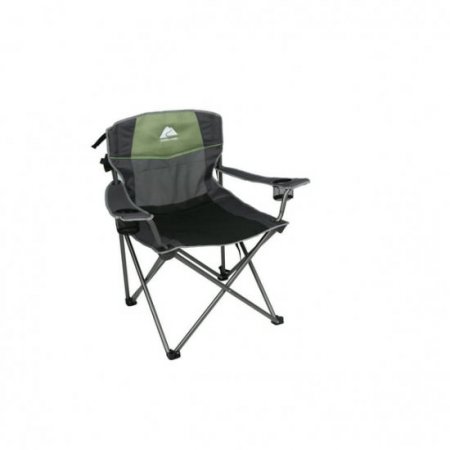 Ozark Trail Big and Tall Chair with Cup Holders, Green for Outdoor, Adult, Weighs 10lbs