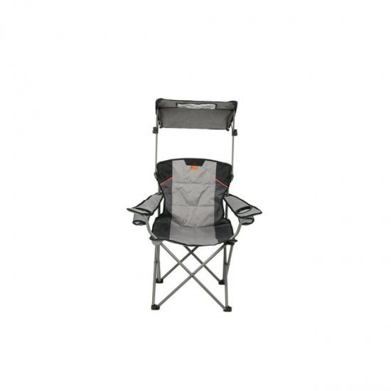 Ozark Trail Camping Chair with Shade, Black and Gray, Adult