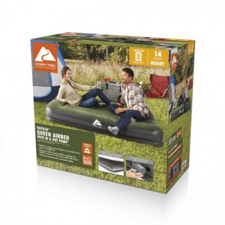 Ozark Trail Tritech Airbed Queen 14 inch with in & out Pump and Antimicrobial Coating