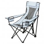 Ozark Trail Lounge Camp Chair,Detached Footrest,Blue and White Design,Padded Headrest,Adult,10.56lbs