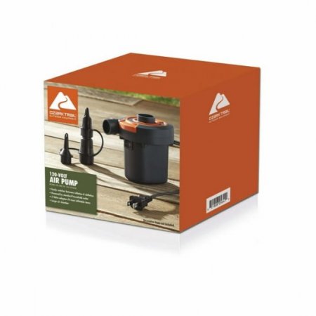 Ozark Trail Sidewinder 4" 120V AC Plug Electric Air Pump, Grey and Orange