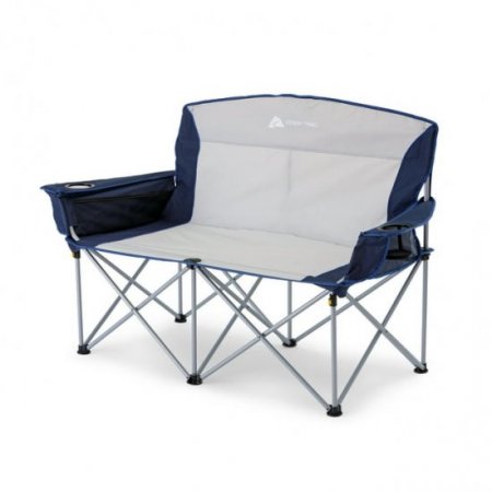 Ozark Trail 2-Person Loveseat Camping Chair, Blue and Gray